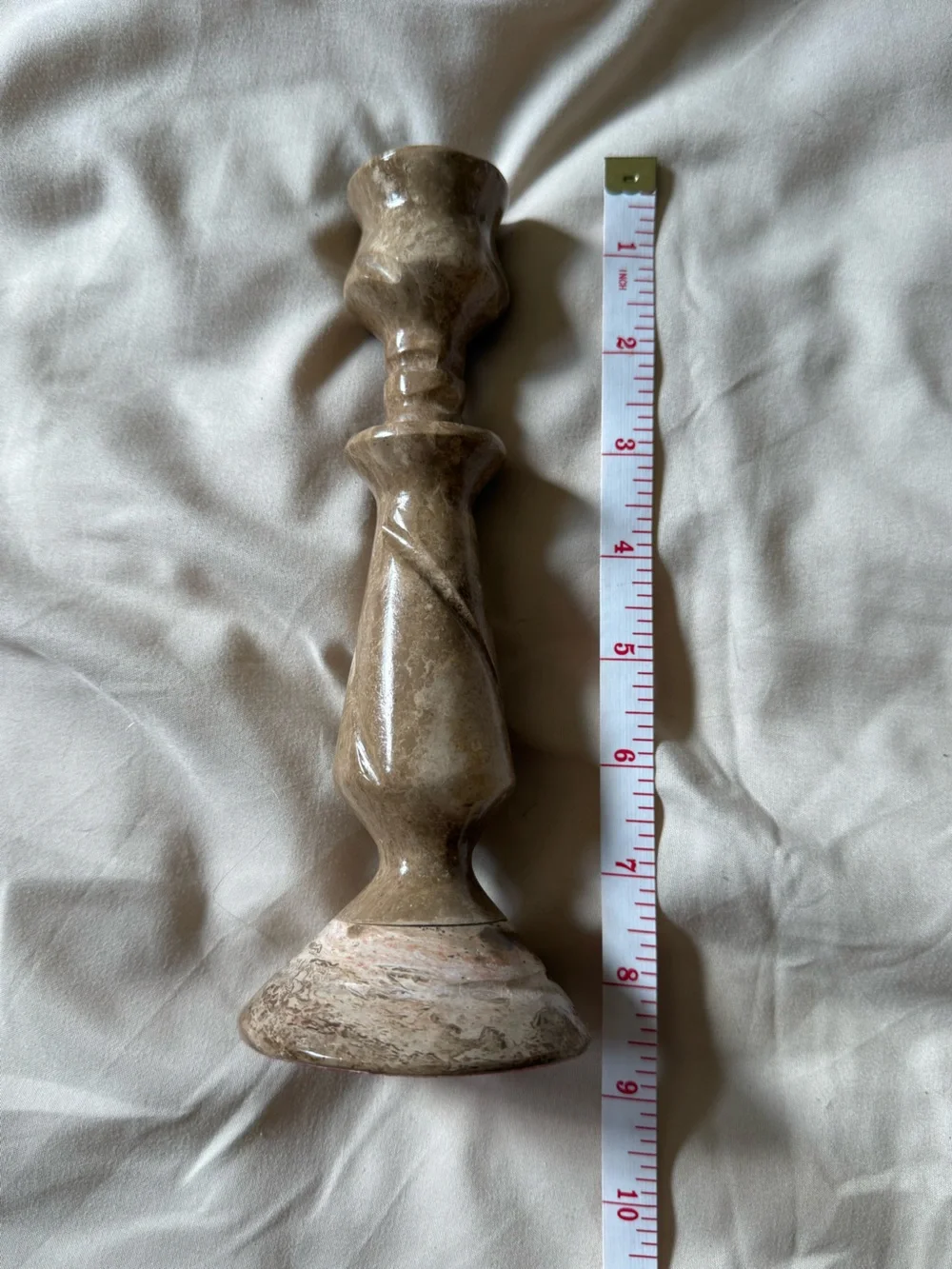 Brown Marbleized Ceramic Candlestick Holder - Unbranded